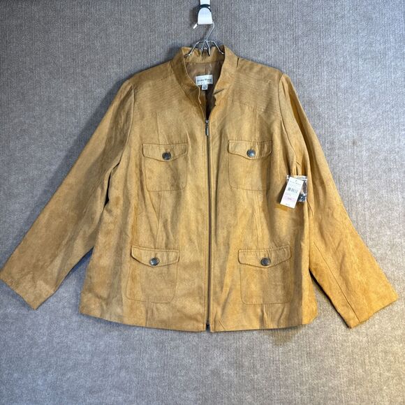 Studio Works Faux Suede Full Zip Up Jacket Women's Size 22 NWT Career Western - Picture 1 of 8